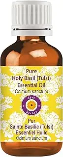 Deve Herbes Pure Holy Basil (Tulsi) Essential Oil (Ocimum sanctum) Natural Therapeutic Grade Steam Distilled 10ml (0.33 oz)