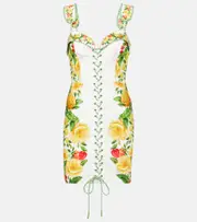 [Farm Rio] Farm Rio Floral linen-blend minidress AU 8 multicoloured