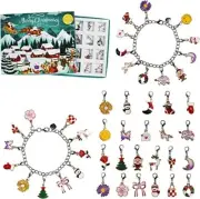 Christmas Advent Calendar Girls 2 Bracelets NIP 22 Piece DIY Charms