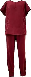 [UxicRuya] Women Uniform Scrub Set Clothes with Pockets Nurse Workwear for Beauty Center Pet Grooming