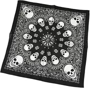 [kowaku] Skull Print Bandana Scarf Bandana Wristband Women Men Fashion Multifunctional Headband Headwear Square Scarf Skeleton Headwrap