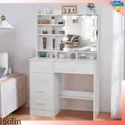 Dressing Table Makeup Mirror with 10 LED Bulbs Vanity Dresser Set Bedroom White