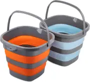 2 Pack Collapsible Plastic Bucket with 2.6 Gallon (10L) Each, Foldable Rectangul