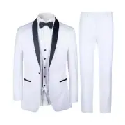 Men's Tuxedo. Pants Vest Blazer White 3Pcs Slim Tuxedo Shawl Lapel # 18745