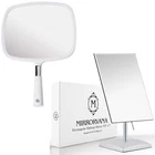 Large Hand Mirror with Comfy Handle - No Distortion White Portable Handheld M...