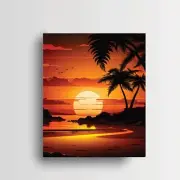 11x14 Palm Beach Sunset Coastal Canvas Print Wall Art