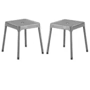 Home Square 15.5"W x 15.5"H Steel Guest Stool in Glossy Silver - Set of 2