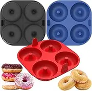 Webake Silicone Air Fryer Donut Pan for Baking, 4-Cavity Donut Pans Nonstick Donut Mold, BPA-Free, Dishwasher Safe, Set of 3, WA23028