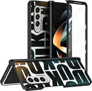 [YJZSKRXFAK] Case for Samsung Galaxy Z Fold5 2023, Special Fashion Electroplating Character Cover with Hinge Protection, Built-in Front Screen Protector Case for Galaxy Z Fold5 2023-Black
