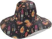 [Yoogain] Bohemian Style Elements Retro Foldable Summer Hats for Women for Vacation Decorative Wide Brimmed hat for Women uv Protection Elegant Gorro de Playa para Mujer, Bohemian Style Elements Retro, One Size