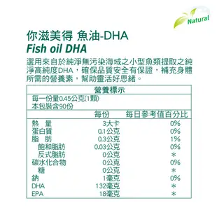 【Nutrimate 你滋美得】魚油DHA(90顆/瓶)