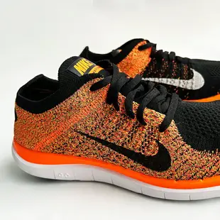 美國百分百【Nike】Free 4.0 Flyknit 耐吉 鞋子 慢跑鞋 運動鞋 球鞋 編織 螢光橘黑 男 G030