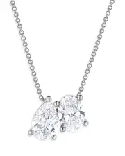 Bloomingdale's Fine Collection Certified Lab Grown Pear & Oval Diamond Toi Et Moi Pendant Necklace in 18K White Gold, 2.25 ct. t. w.