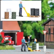 Busch HO Scale Pallet Jack (Includes Figure, 5 Steel Drums & Pallet)