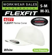 Flexfit Cap 6277 White, Perma Curve Hats Caps Flex fit Hat