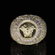 Hip Hop Pretty Iced Out Baguette & Round Moissanite Human Face Ring 925 Silver