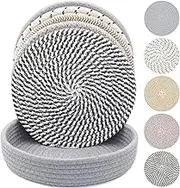 KITLAB 10 Inch Trivets for Hot Dishes, Hot Pots and Pans, Extra Large Thick Heat Resistant Large Coaster, Hot Pads, Kitchen Essentials, Pot Holders for Countertop with Storage Basket, 5 Pcs