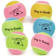 Classic Dog Tennis Balls 6 Pack Set Pastel Colorful Chew Throw Fetch Toys 2.5"