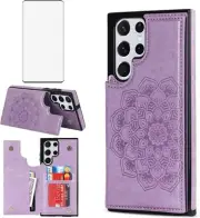 Phone Case for Samsung Galaxy S22 Ultra 5G with Screen Protector and Wallet