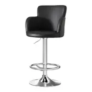 1x Leather Bar Stools Swivel Adjustable Gas Lift PU Counter Chairs Black