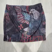 NWT Affliction Women's Pull-On Elastic Waist Eagle Dare Mini Skirt Black Small