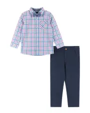 Andy & Evan Plaid Button-Down Shirt & Pant Set