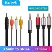 3.5mm to 3 RCA Male AUX AV Audio Video Converter Cable DVD TV Plug Cord Adapter