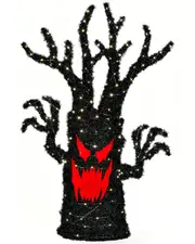 National Tree Company 48in Pre-Lit Frightening Face Halloween Tree