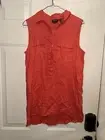 Jones And Co Womens Shirt Size M Linen Red Button Down (CT3)