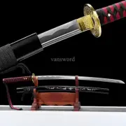 Japanese Katana Carbon Steel Black Samurai Sword SHINOGI ZUKURI Full Tang Sharp.