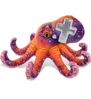 DolliBu Wild Collection Octopus Stuffed Animal with Silver Cross Plush, 15 Inch