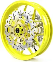 Neon Yellow Front Wheel Rim and Brake Discs Rotors Compatible with Honda CBR600RR 2007-2022, Motorcycle Replacement Accessories Parts