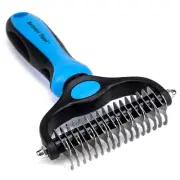 Pet Grooming Rake - Double-Sided Dematting Undercoat Brush for Dogs and Cats - L