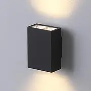 DAWALIGHT Up Down Outdoor Wall Light IP65 Waterproof 6W LED Garden Light 3000K Warm White Outside Mains Powered for Hallway Balcony Terraces, Aluminum, Dark Grey