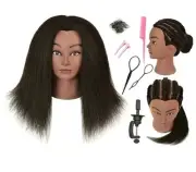 RIHANNAHAIR Mannequin Head with 100% Human Hair Manikin Cosmetology Makeup Dark