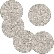 Trivets for Hot Dishes, Large Trivet for Hot Pots and Pans 8 inches, Hot Pads for Kitchen Table, Coasters Cotton Mat to Protect Counter, Cooking Potholder (Brown 5 Pcs)
