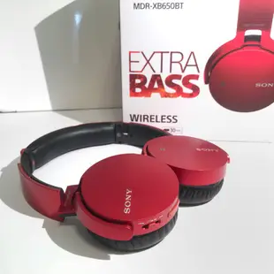 二手｜SONY extra bass 無線耳罩式耳機-紅(MDR-XB650BT)