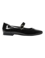 [Wide Steps] Colby Flat Leather Shoes in Black