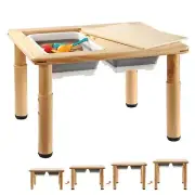 FUNLIO Wooden Sensory Table with 2 Bins for Toddlers 1-5, 4-Level Height Adju...