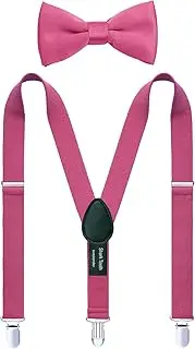 [Shark Tooth] Suspenders and Bow Tie for Men Boy Adjustable with Clips
