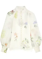 Zimmermann Natura Floral-print Organza Blouse - Cream - 0 (UK 8 / S) 0 (UK 8 / S)
