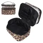 Double Layer Cosmetic Bag PVC Leopard Print Design Portable Large Capacity M IDM