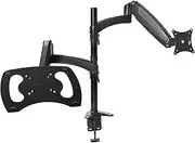 Trust Mara Dual Monitor Arm with Laptop Tray, Ergonomic Adjustable Monitor Mount up to 32" Laptop Stand up to 17", with Gas Spring, Swivel and Tilt, Vesa Mount 75/100 for PC Screen and Table Desk