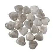 20pcs Natural White Crazy Agate Stone Healing Heart Gemstone Home Decor 25x6mm