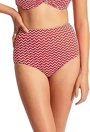 [Seafolly] Women's High Waisted Full Coverage Low Legline Bikini Bottom Swimsuit