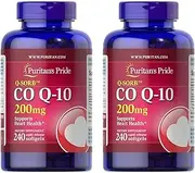 [Puritan's Pride] QSORB CoQ10 200 mg, Supports Heart Health (2 Pack of 240 softgels) 240 Count(Packaging may vary)