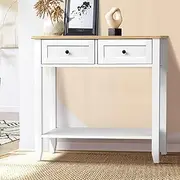 Oikiture Console Table with 2 Drawers and 1 Shelf Hallway Table