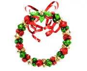 Christmas Iron Bells Garland Wreath Home Party Mall Xmas Tree Hanging Decor-Red Green Golden
