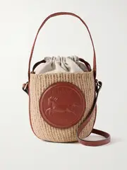[Chloé] Chloé - Horse Medal Basket Leather And Canvas-trimmed Raffia Tote - Brown - One size One size Brown