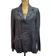 NWT Eileen Fisher Dapple Rumpled Linen Delave Denim Blue Blazer Jacket 14